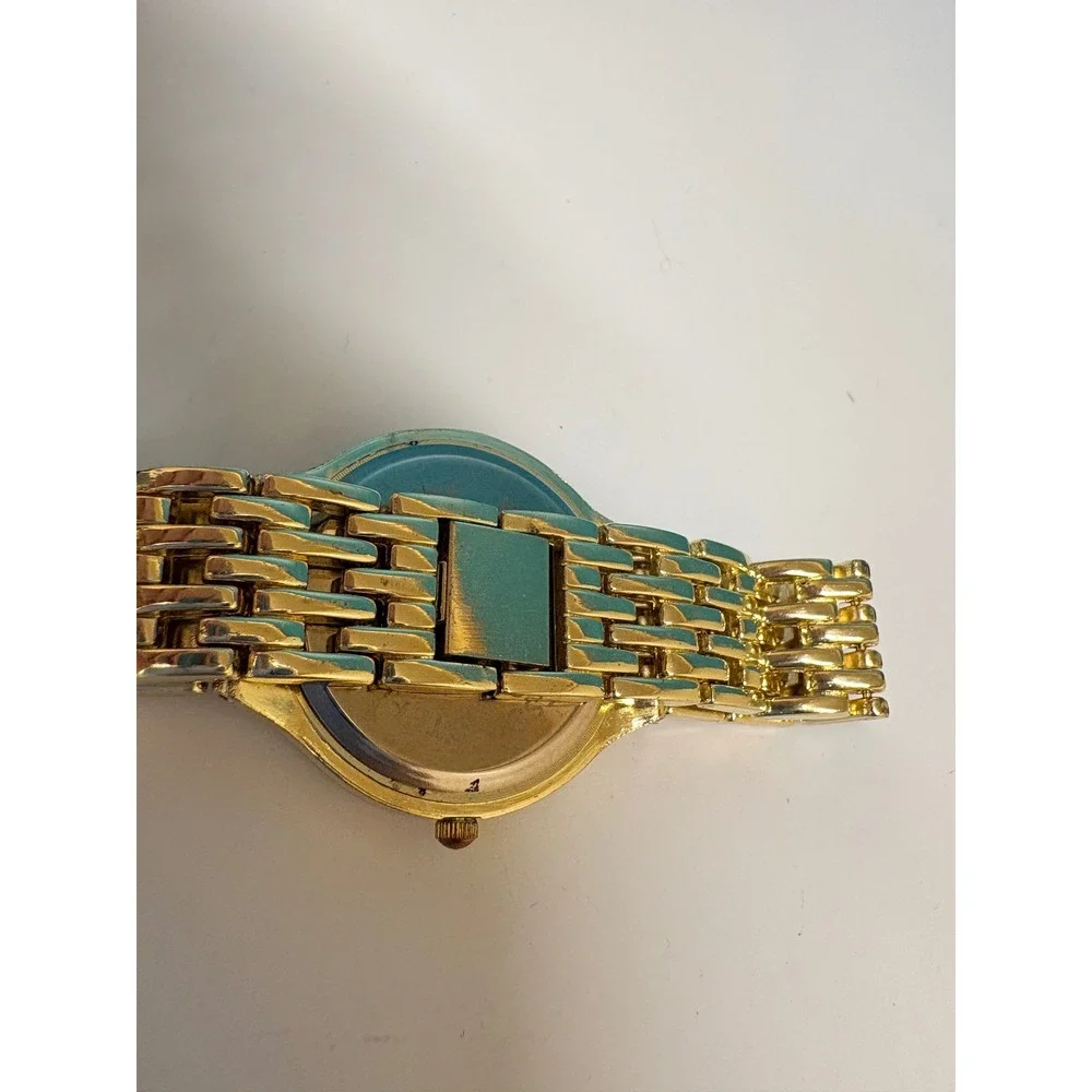 Classique Gold Tone Chronograph Style Watch Mother of Pearl Face Stainless Steel